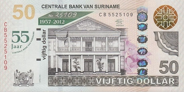 P167 Surinam 50 Dollars (Comm.) Year 2012